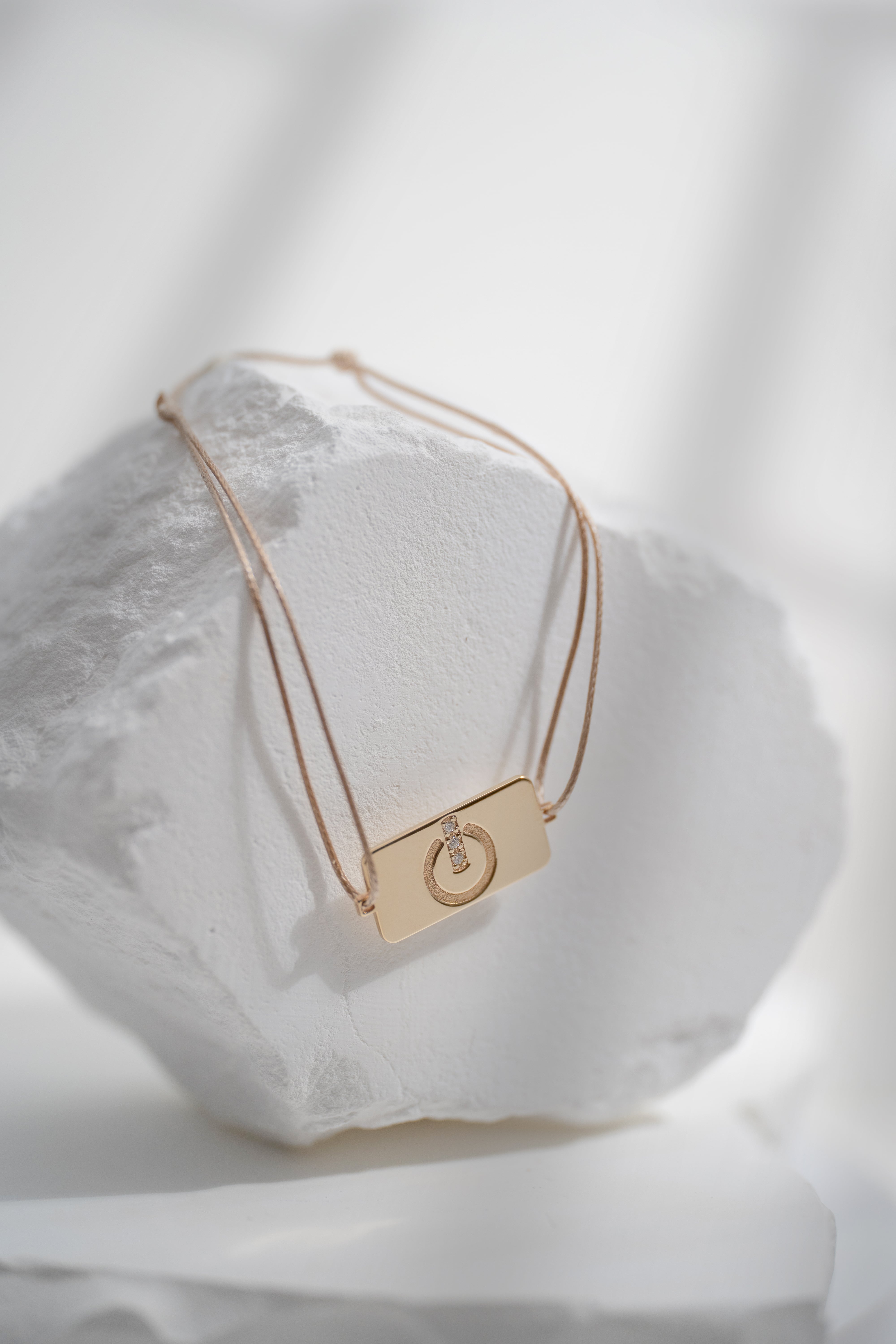 Power ON W - Gold Plate Cord Bracelet
